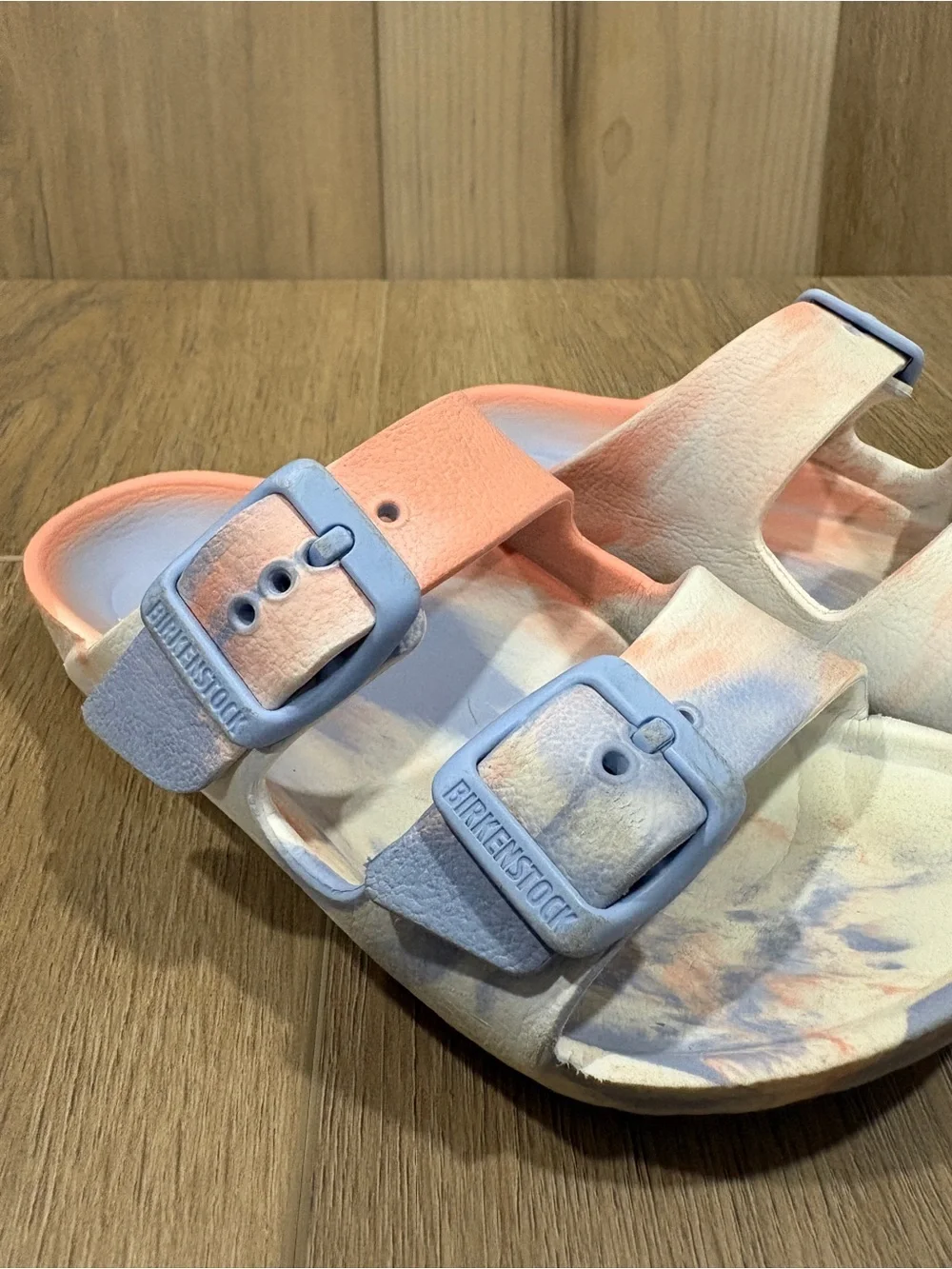 Birkenstock Eva Arizona Kids Marble Tie Dye Buckle Essential Slide Sandals 27